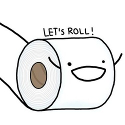 Let's roll! Toilet paper roll with a smiley face
